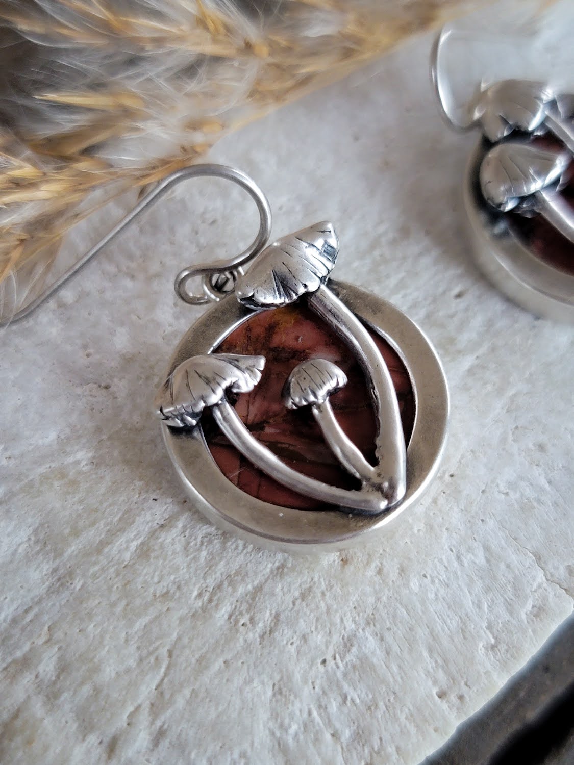 Red Creek Jasper Mushroom Earrings