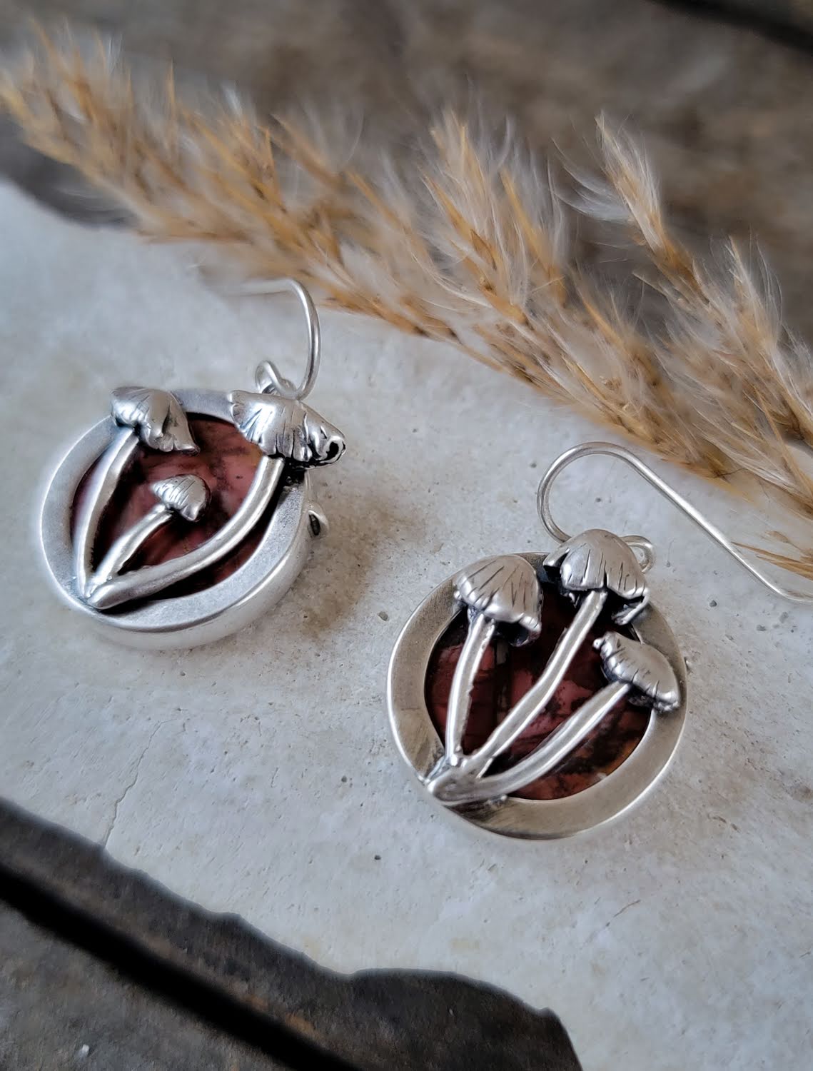 Red Creek Jasper Mushroom Earrings