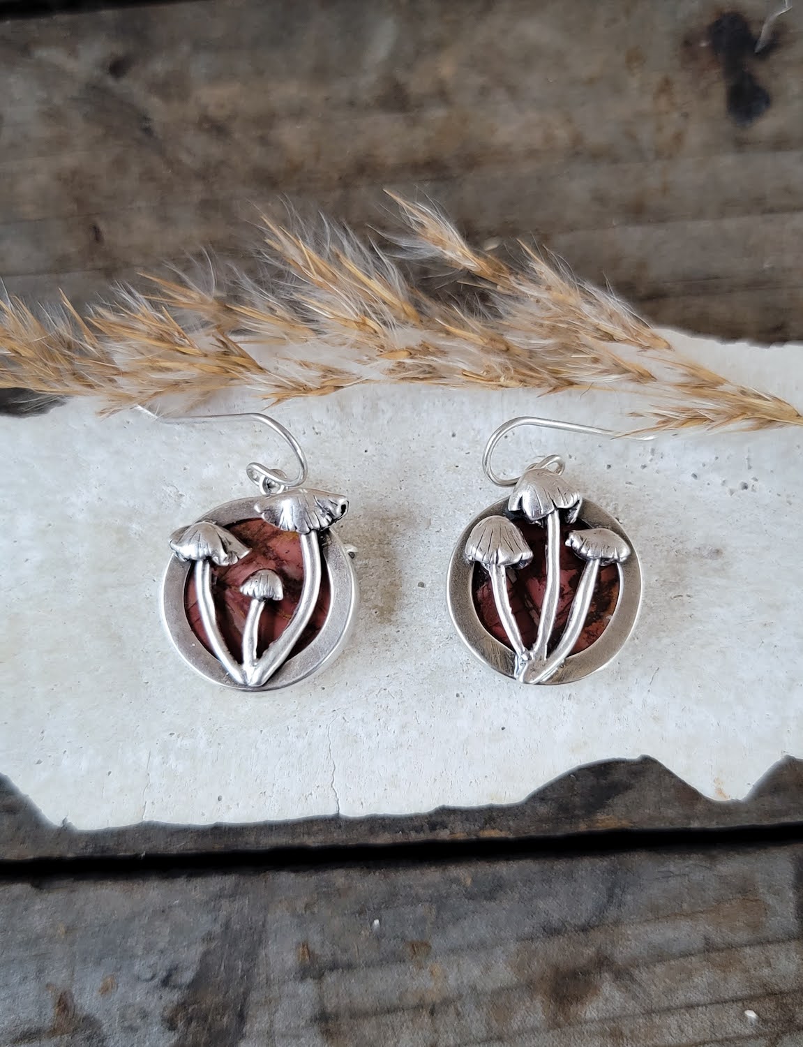 Red Creek Jasper Mushroom Earrings