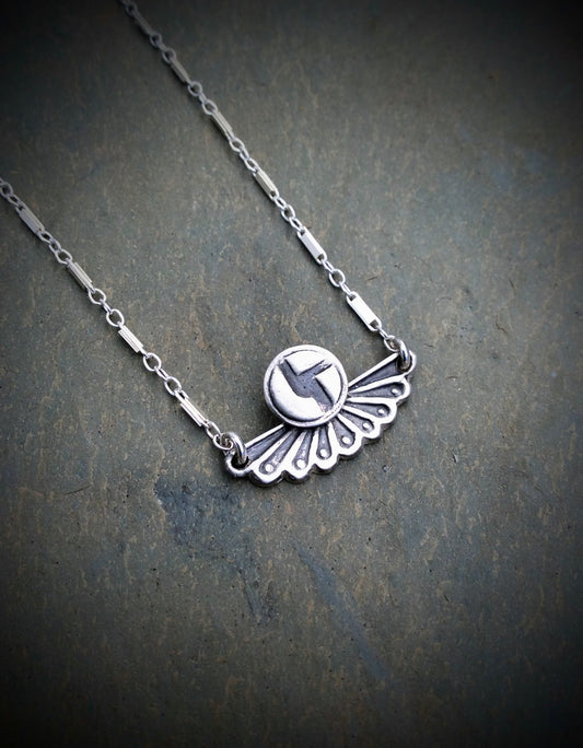 Disco Biscuits Fan Bar Necklace // Sterling Silver or Bronze with 14K Gold Filled