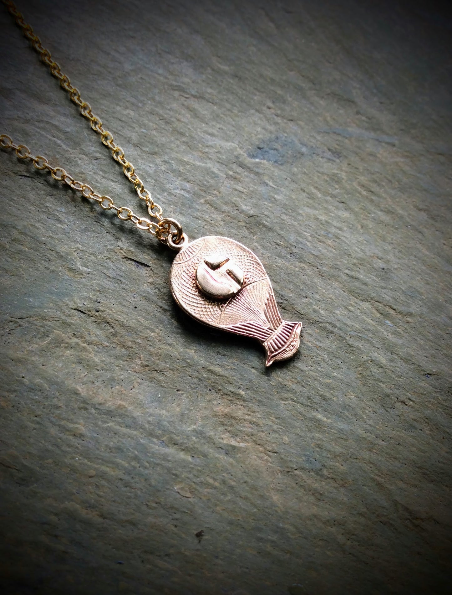 Disco Biscuits Hot Air Balloon Necklace Sterling Silver or Bronze & 14k Gold Filled