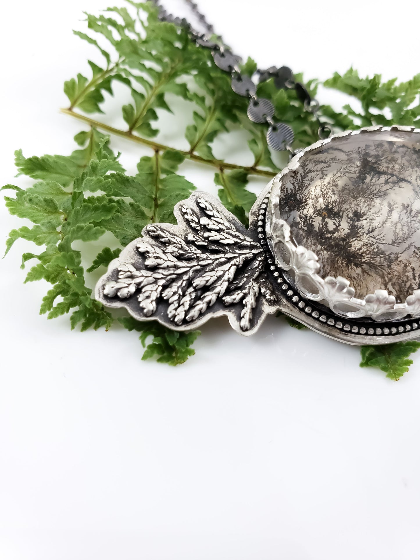 Dendritic Quartz Evergreen Statement Necklace