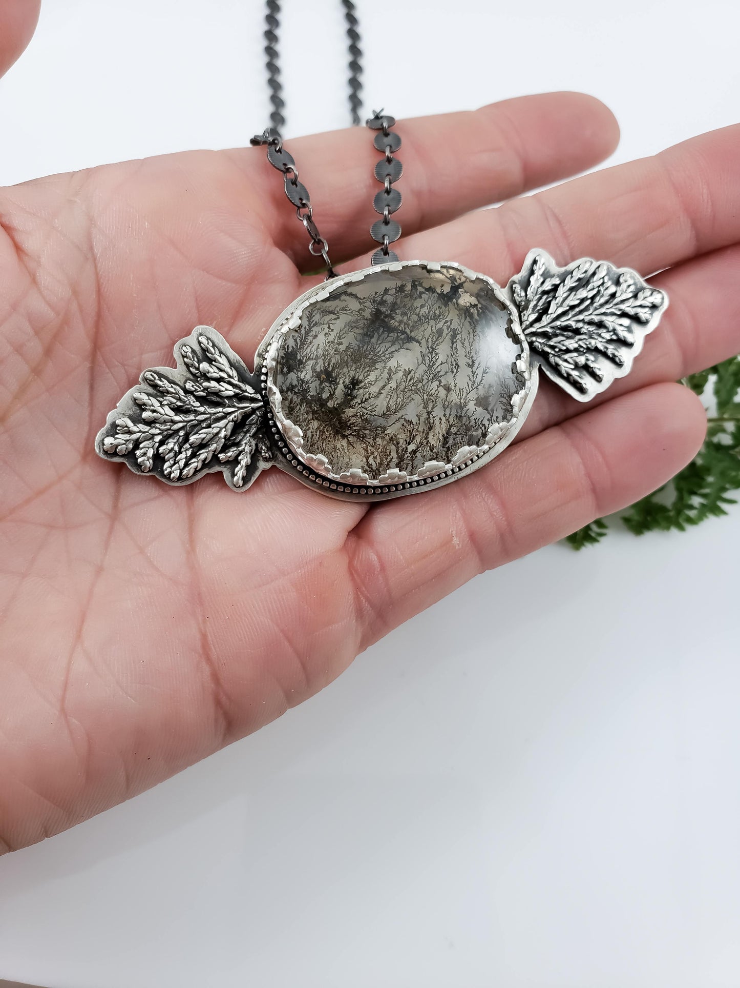 Dendritic Quartz Evergreen Statement Necklace