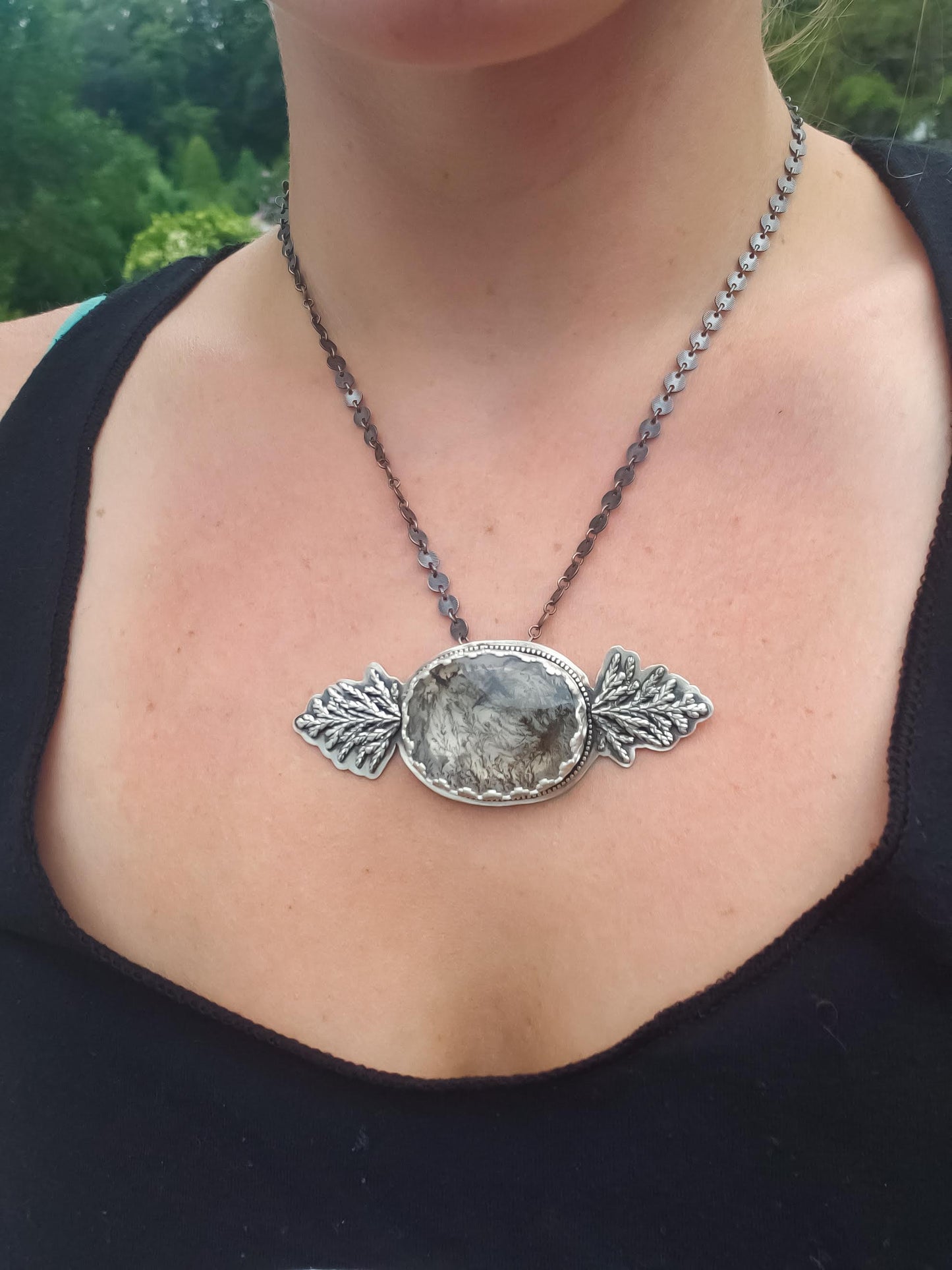 Dendritic Quartz Evergreen Statement Necklace