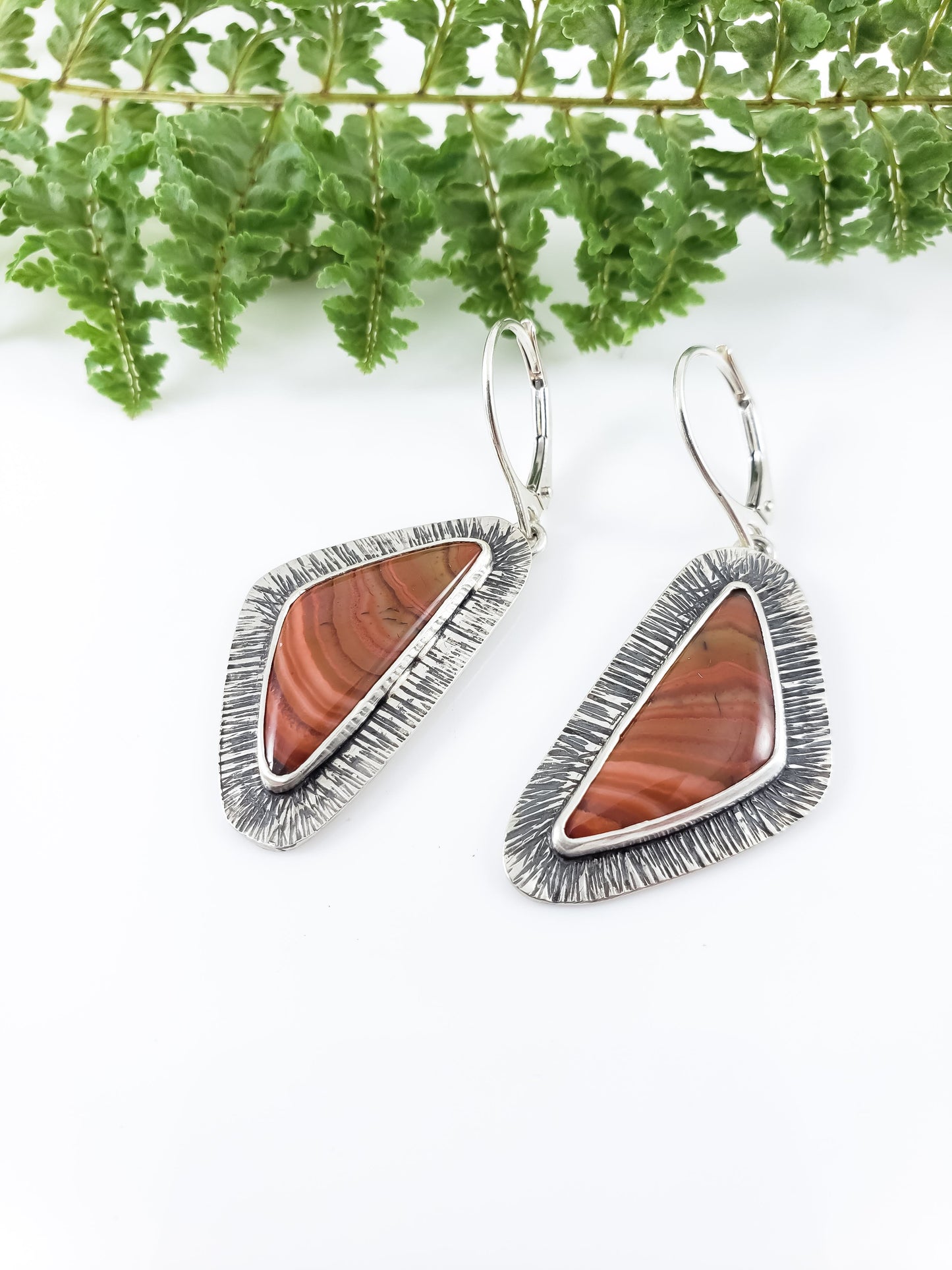 Dryhead Agate Hammered Earrings