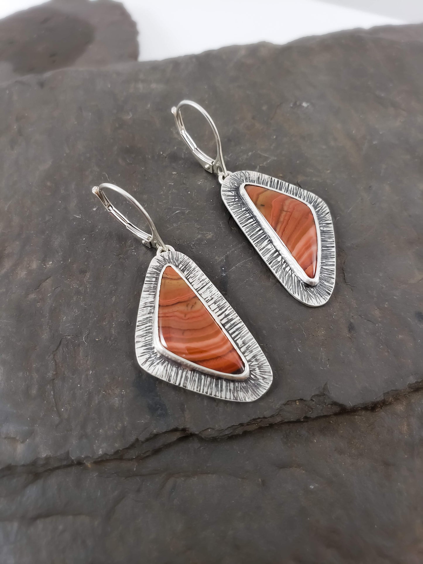 Dryhead Agate Hammered Earrings