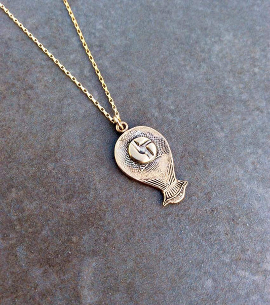 Disco Biscuits Hot Air Balloon Necklace Sterling Silver or Bronze & 14k Gold Filled