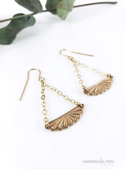 Fan Chandelier Earrings Sterling Silver or Bronze & 14k Gold Filled