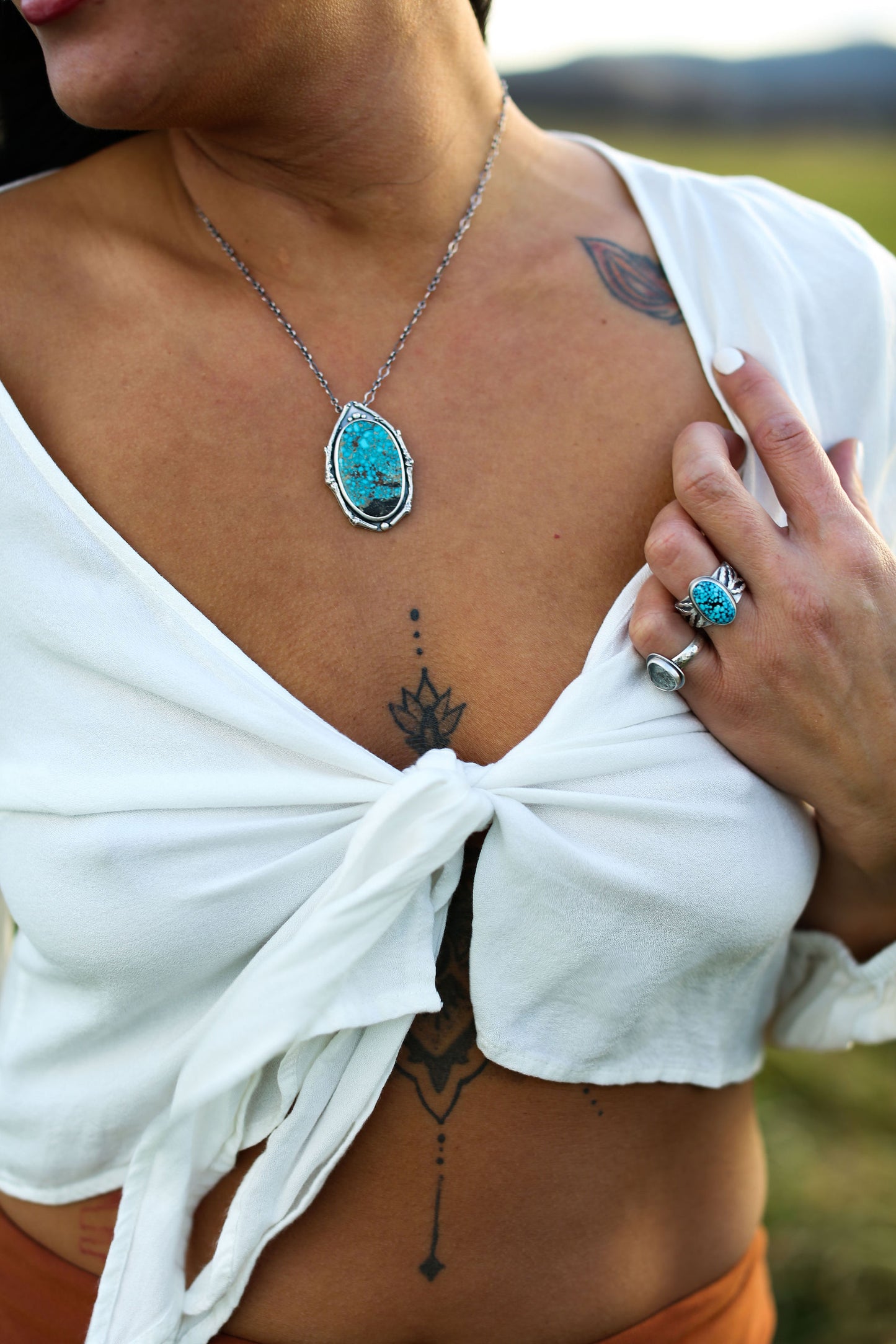 Spiderweb Turquoise Cedar Ring