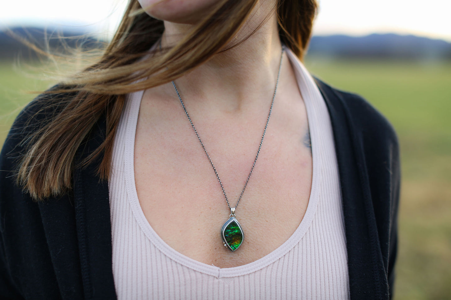 Ammolite and Diamond Necklace