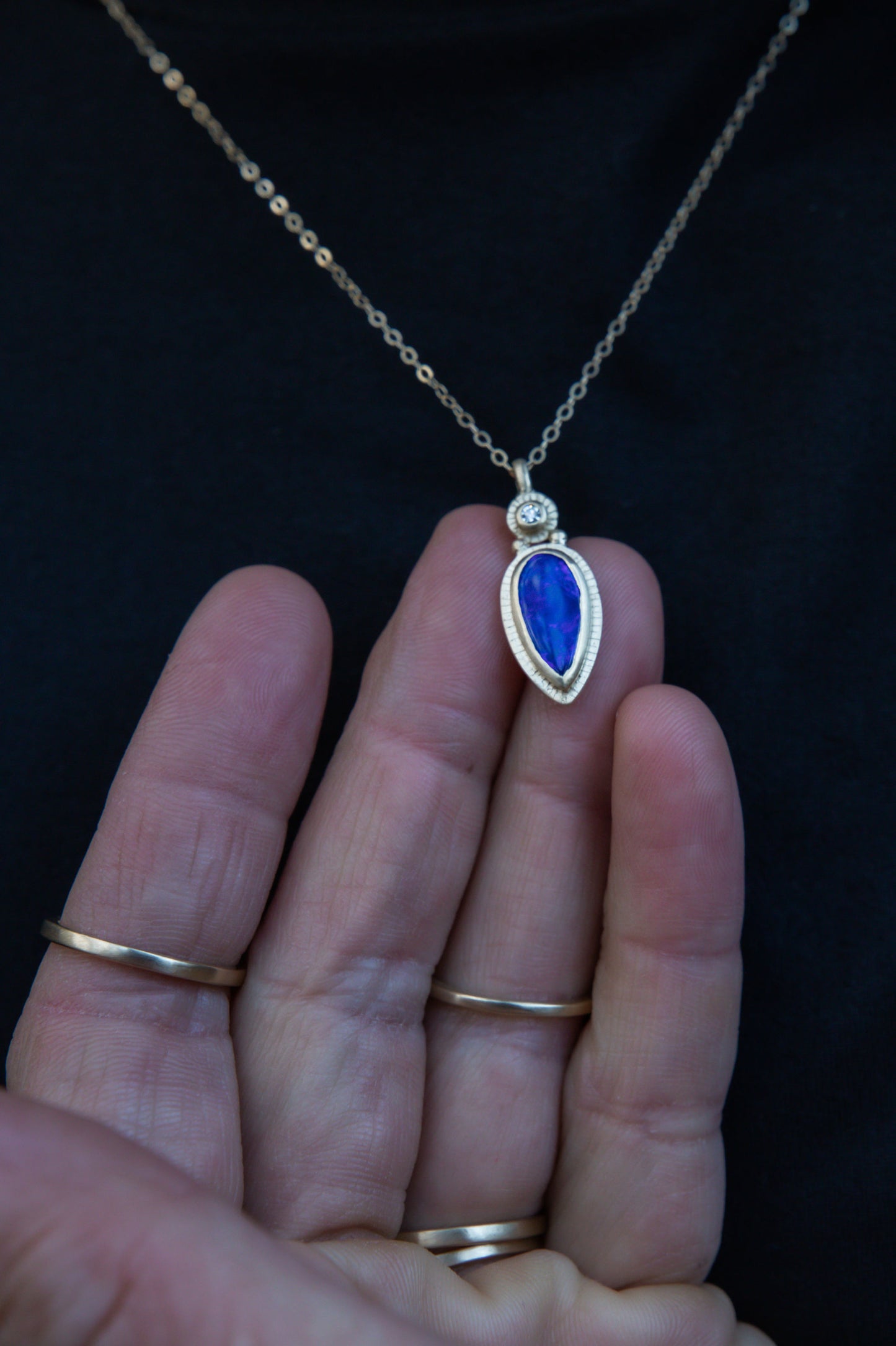 Australian Opal and Diamond Gold Necklace