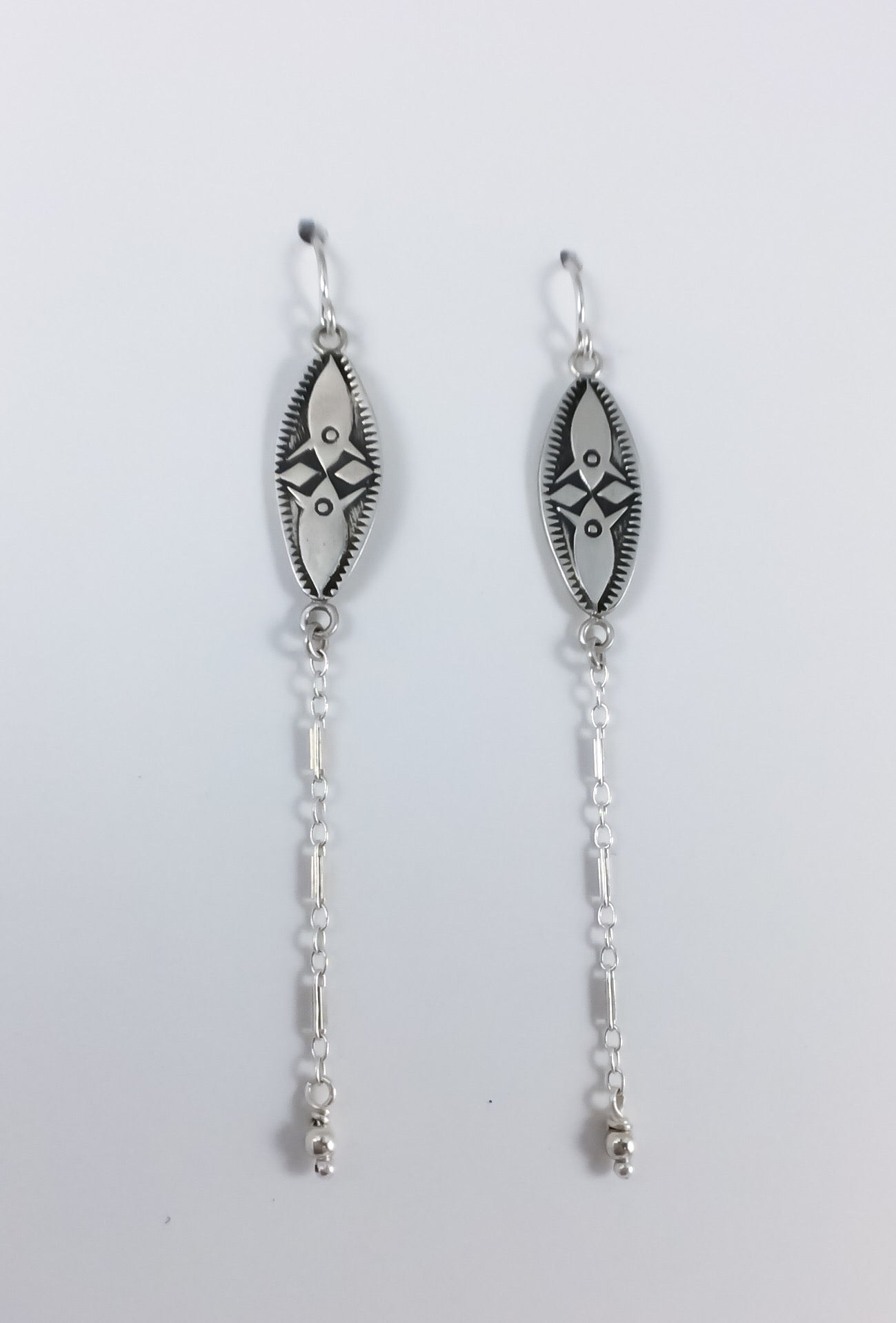 Hand Stamped Southwest Earrings // Diamond Shaped