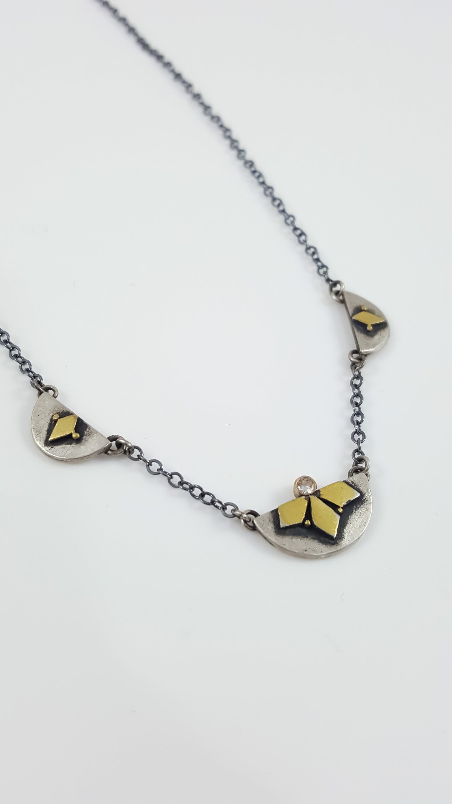 Lotus Petal White Sapphire Necklace
