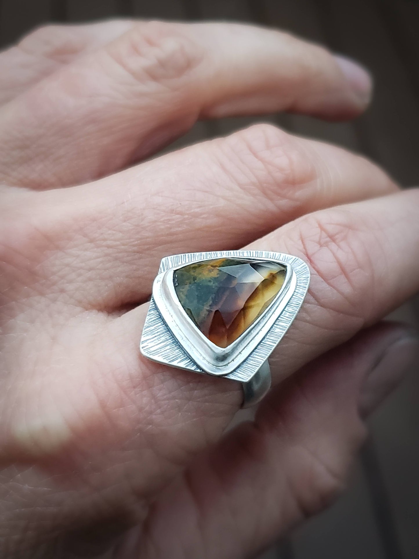Montana Agate Art Deco Ring