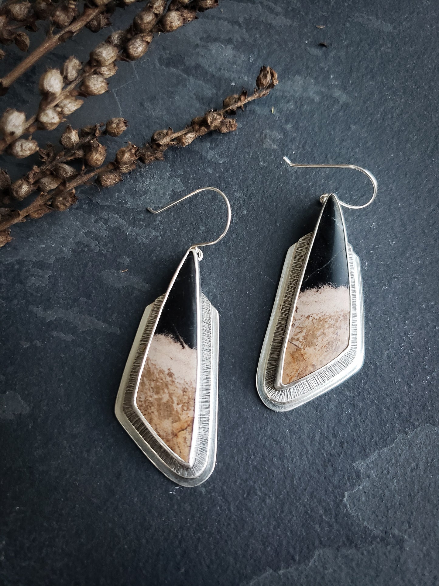 Petrified Palm Geometric Earrings