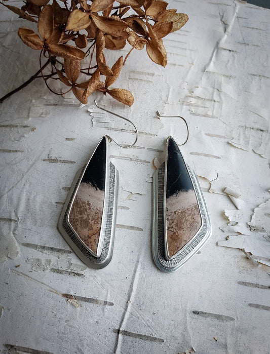 Petrified Palm Geometric Earrings