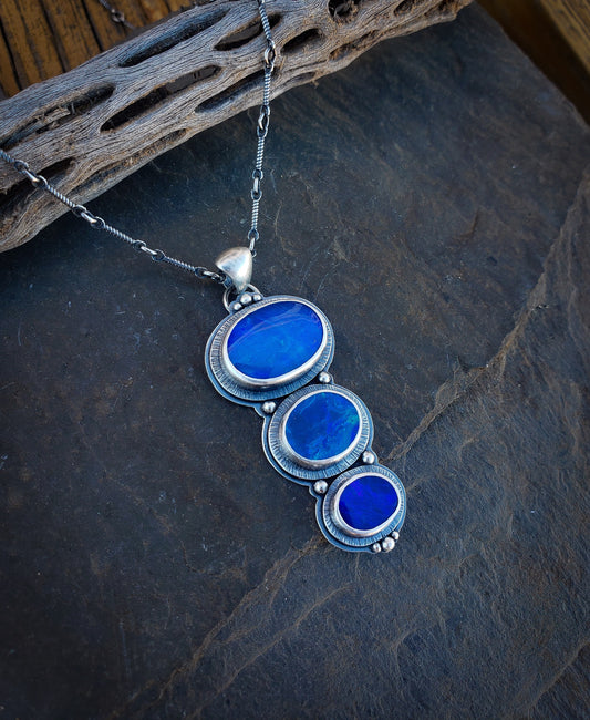 Black Opal Stepping Stone Necklace