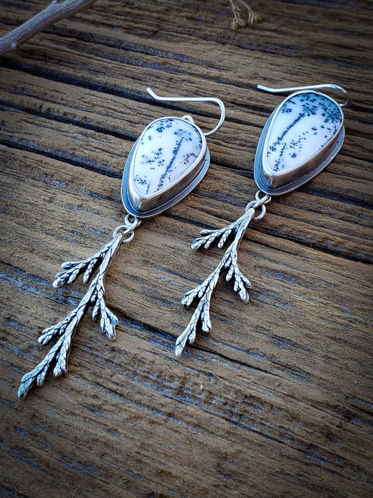 Dendritic Opal Juniper Earrings