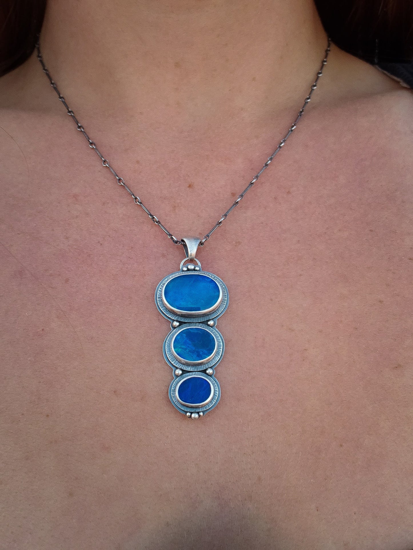 Black Opal Stepping Stone Necklace