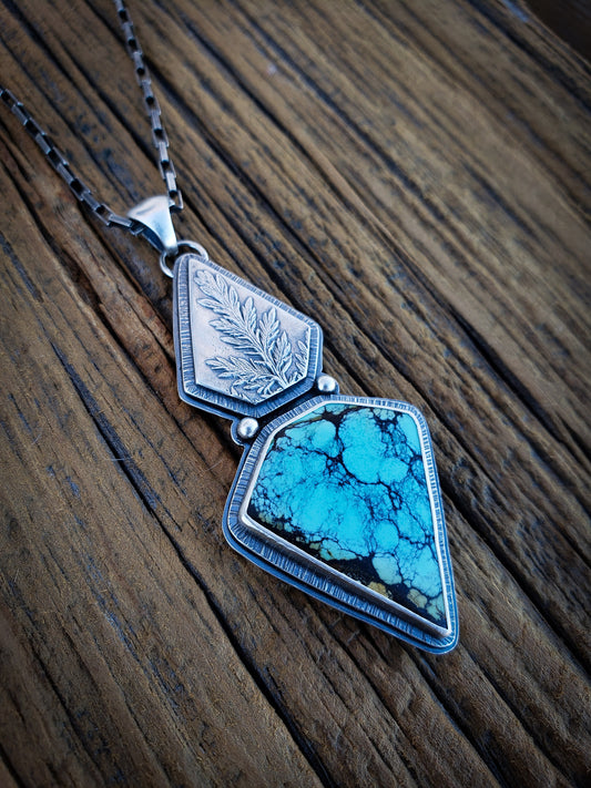 Turquoise Botanical Pentagon Necklace