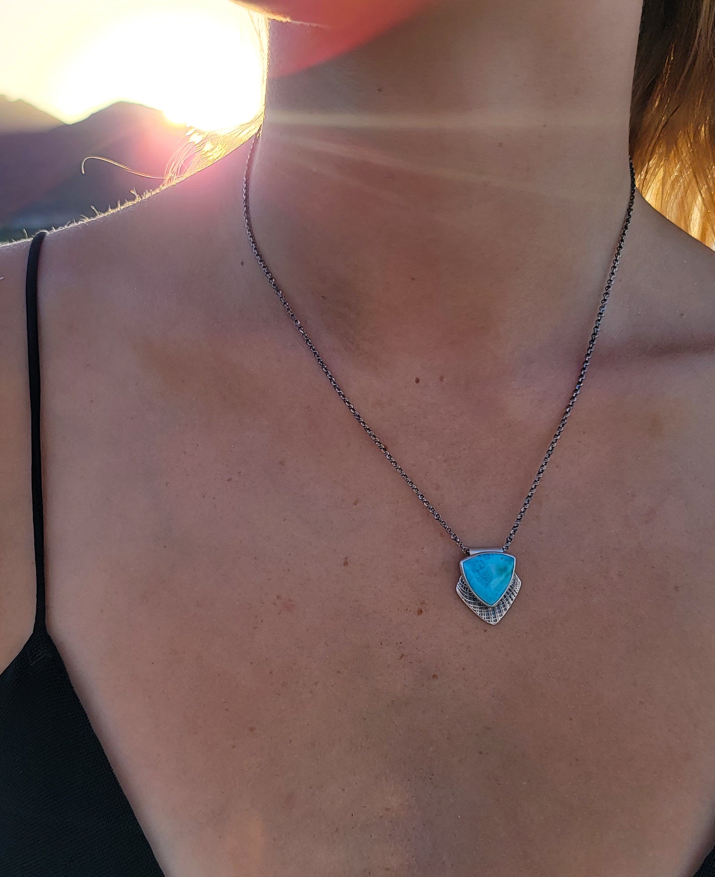 Shell Textured Larimar Necklace