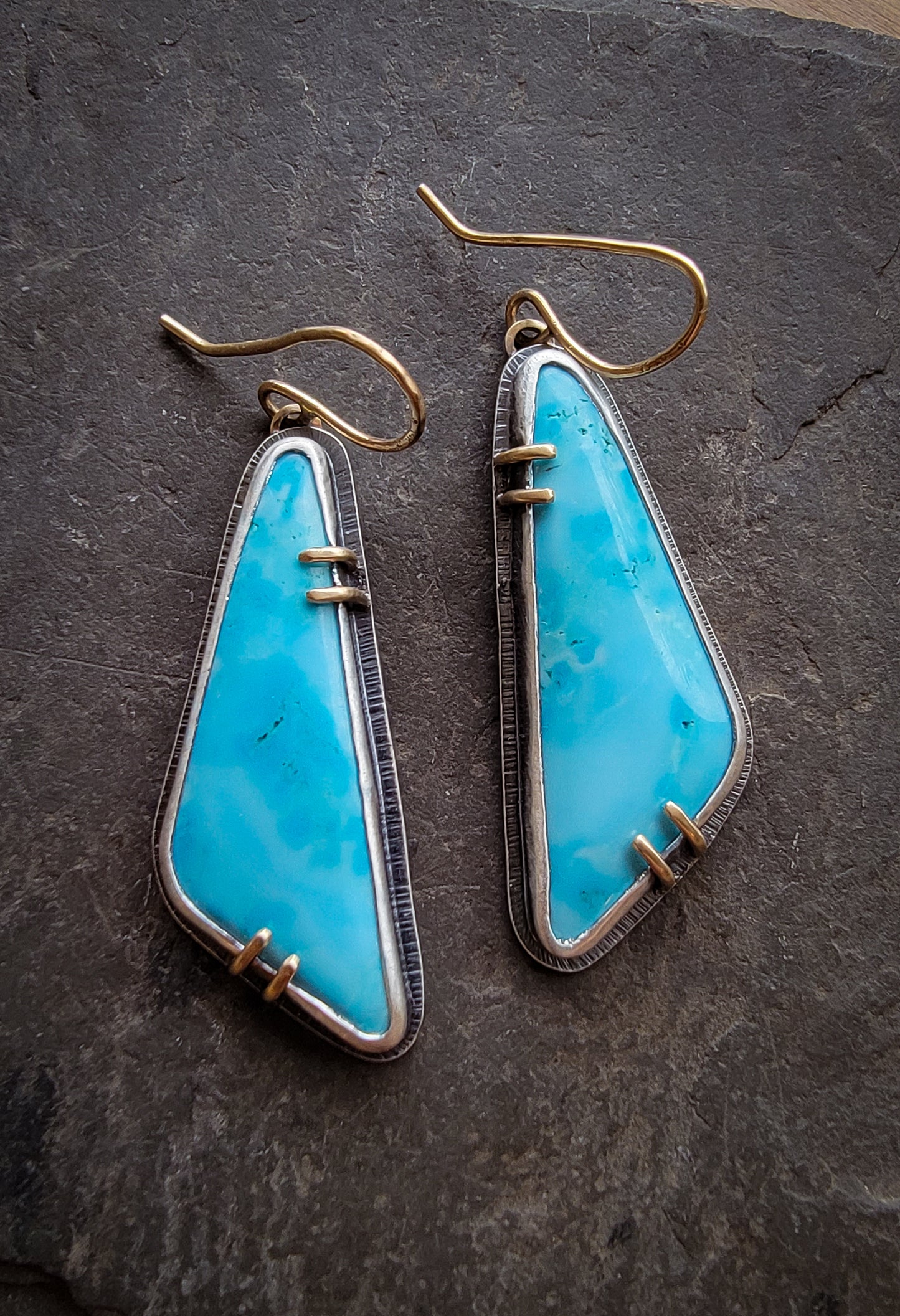 Sleeping Beauty Turquoise Earrings with Gold Accents