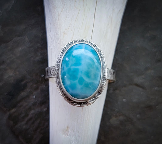 Shell Textured Larimar Ring