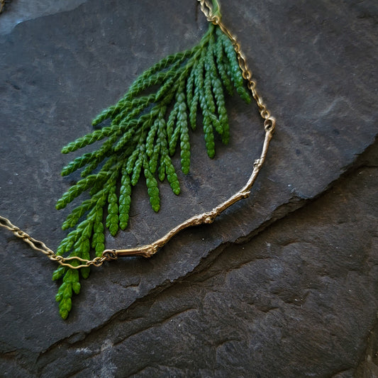 Branch Bar Necklace Sterling Silver or Bronze & 14k Gold Filled