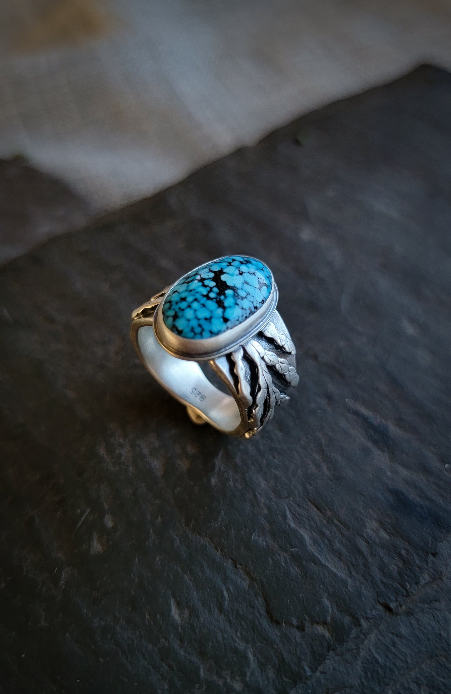 Spiderweb Turquoise Cedar Ring