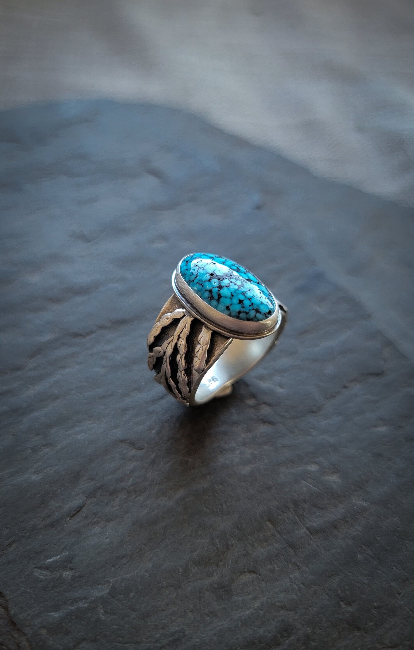 Spiderweb Turquoise Cedar Ring