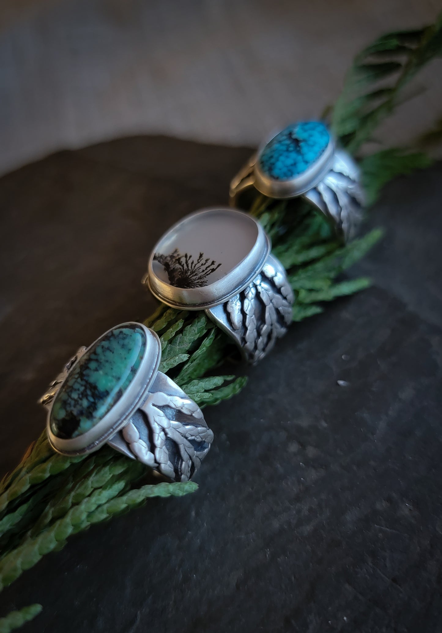 Dendritic Agate Cedar Ring