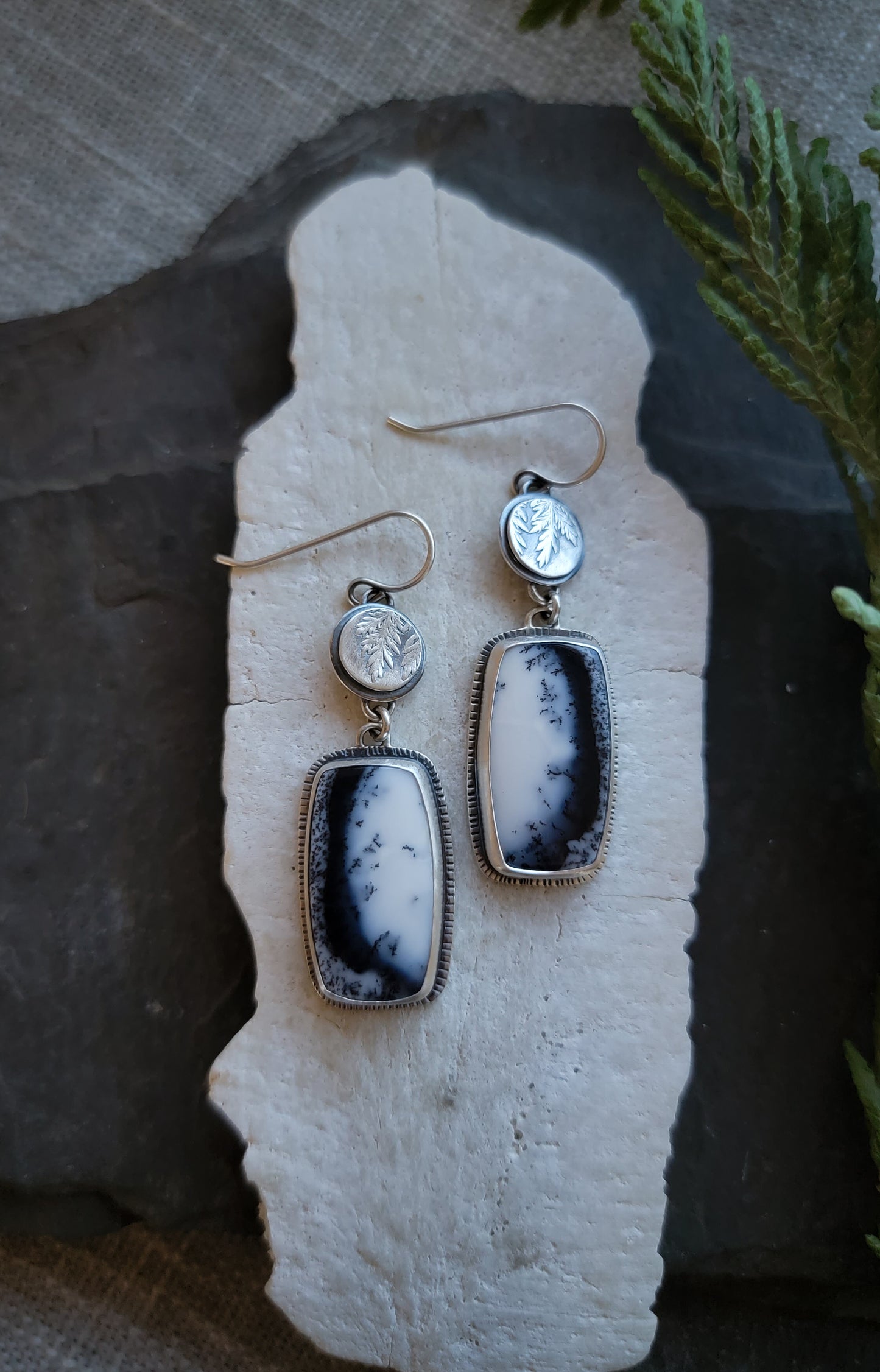 Botanical Dendritic Opal Earrings