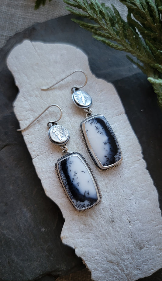 Botanical Dendritic Opal Earrings