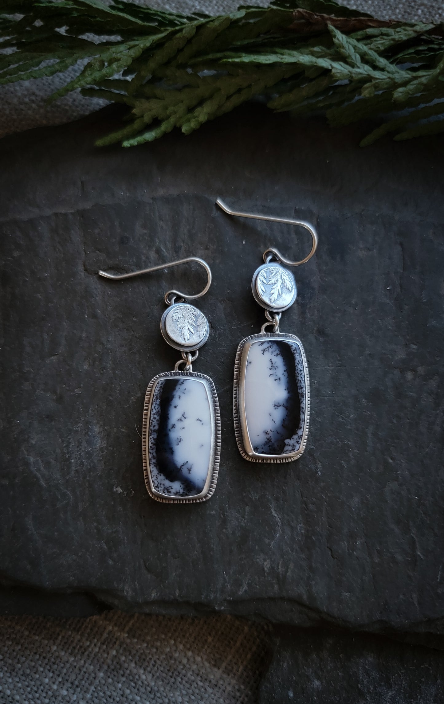 Botanical Dendritic Opal Earrings