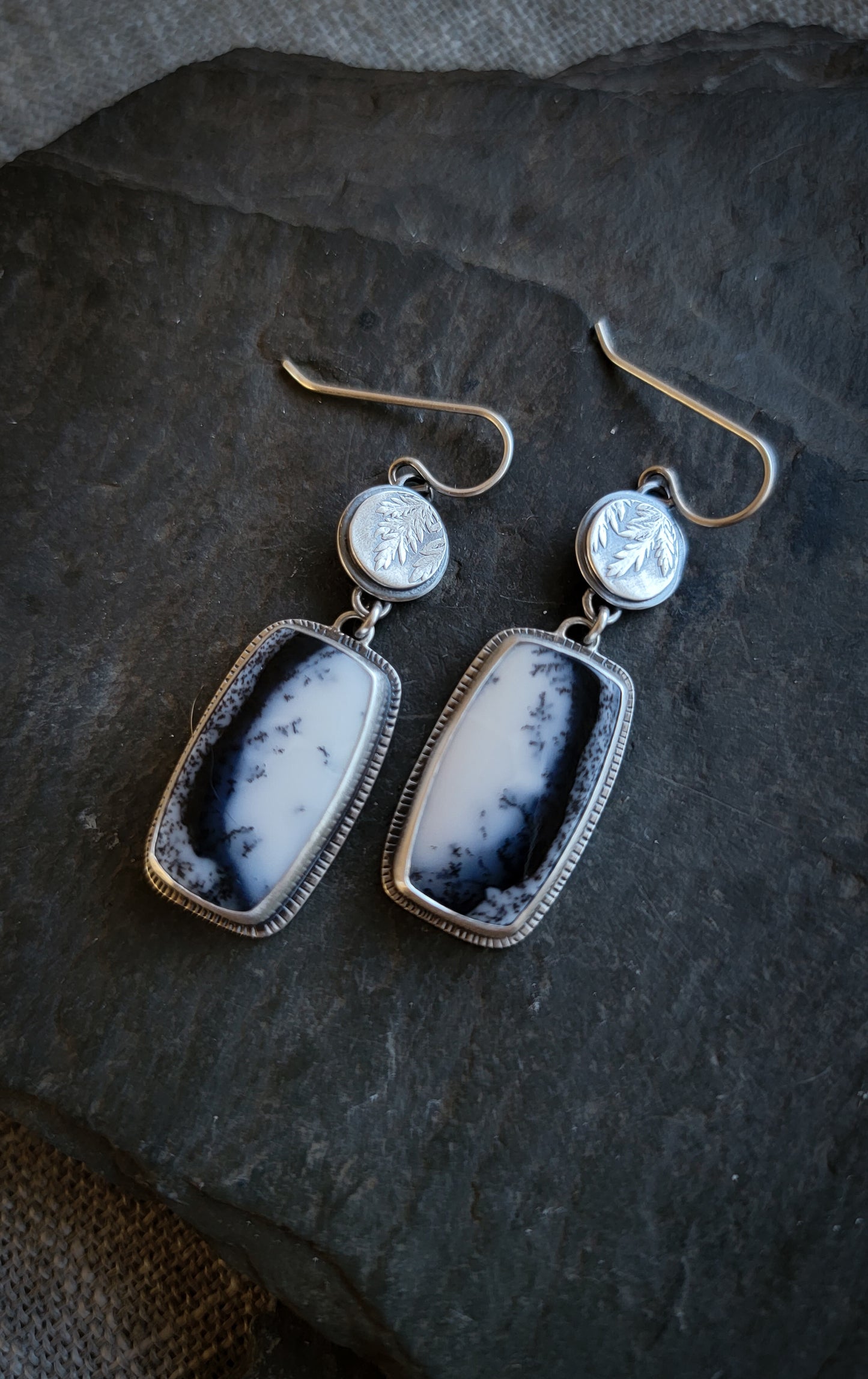Botanical Dendritic Opal Earrings
