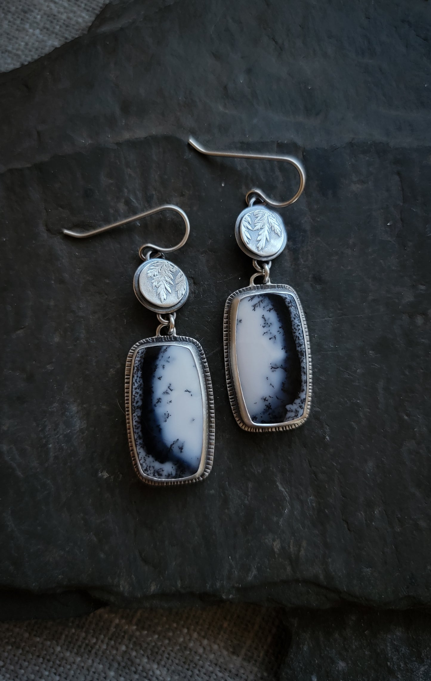 Botanical Dendritic Opal Earrings