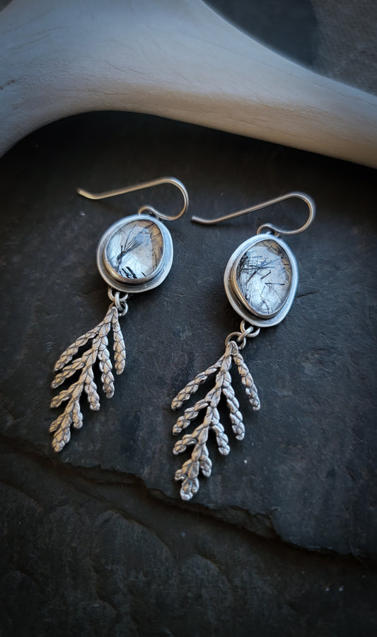 Tourmalated Quartz Cedar Earrings
