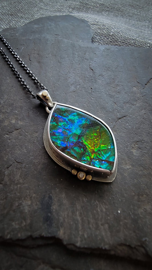 Ammolite and Diamond Necklace