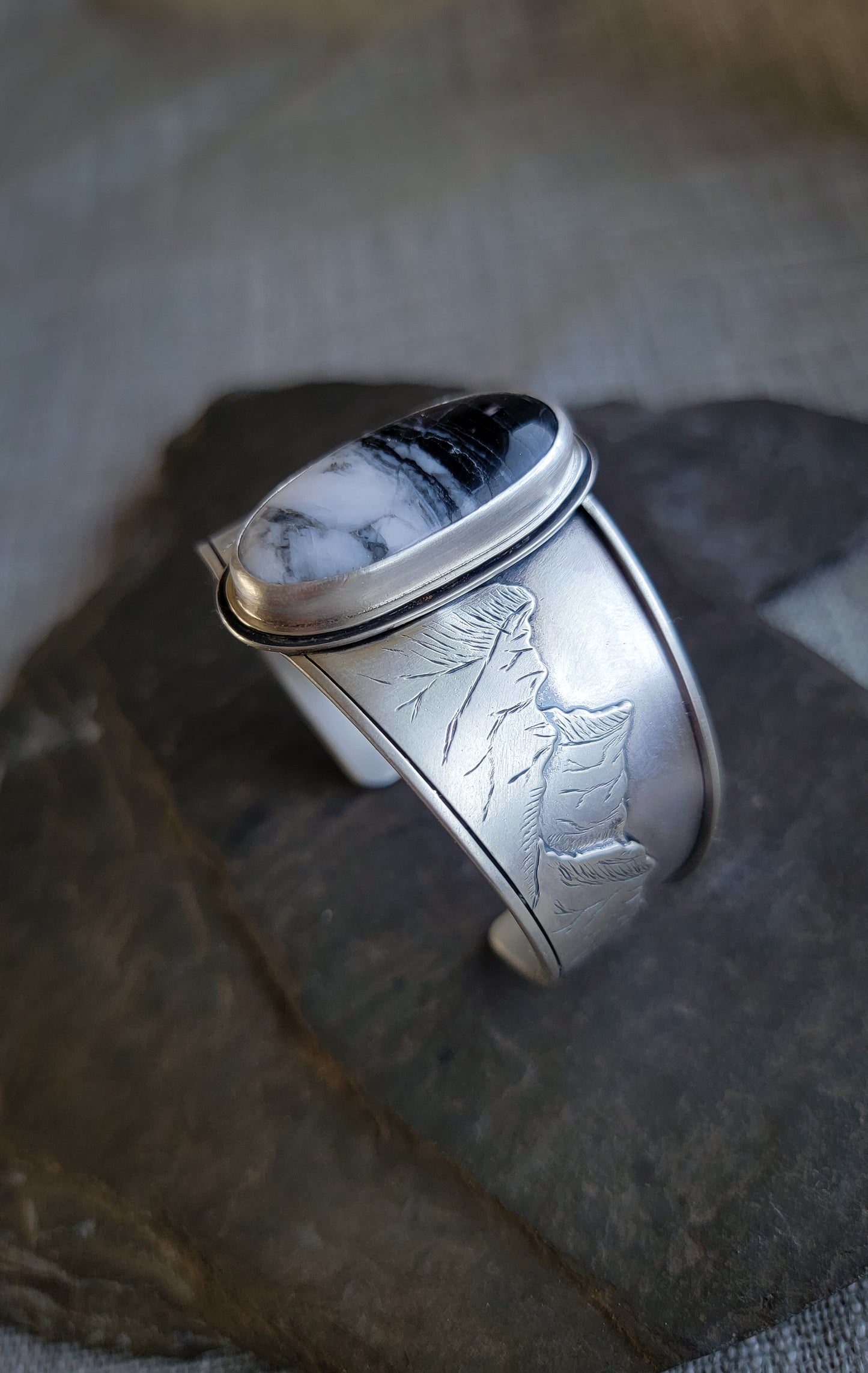White Buffalo Turquoise Cascades Cuff Bracelet