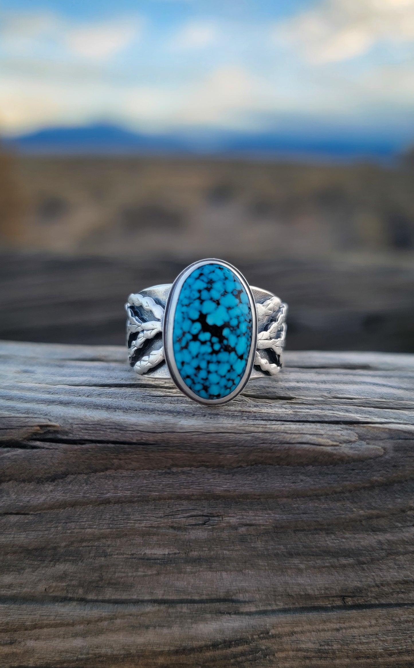 Spiderweb Turquoise Cedar Ring