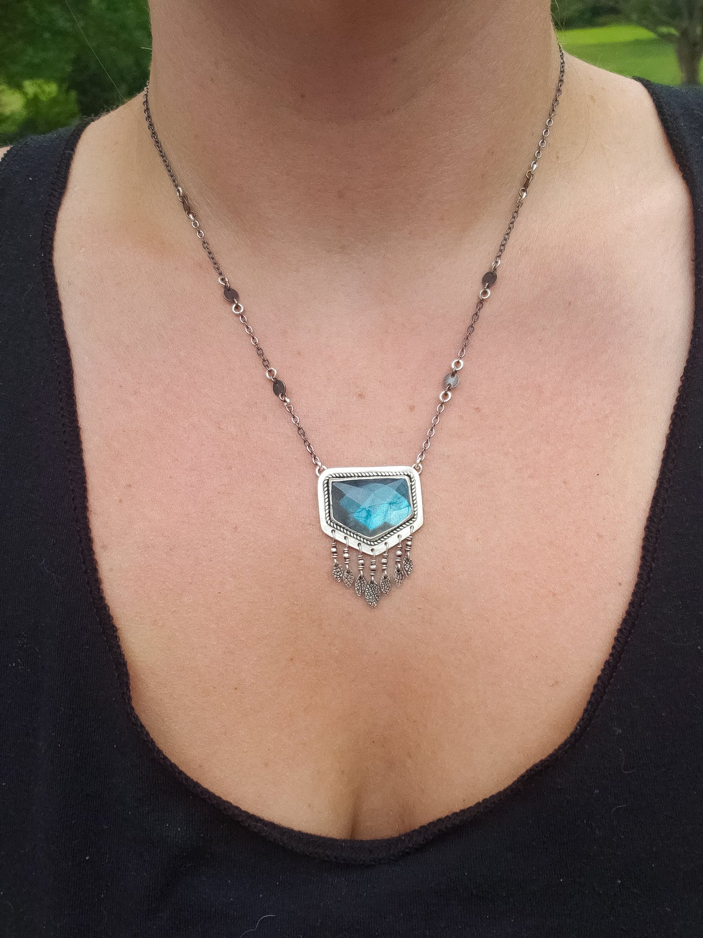 Rose Cut Labradorite Fringe Necklace