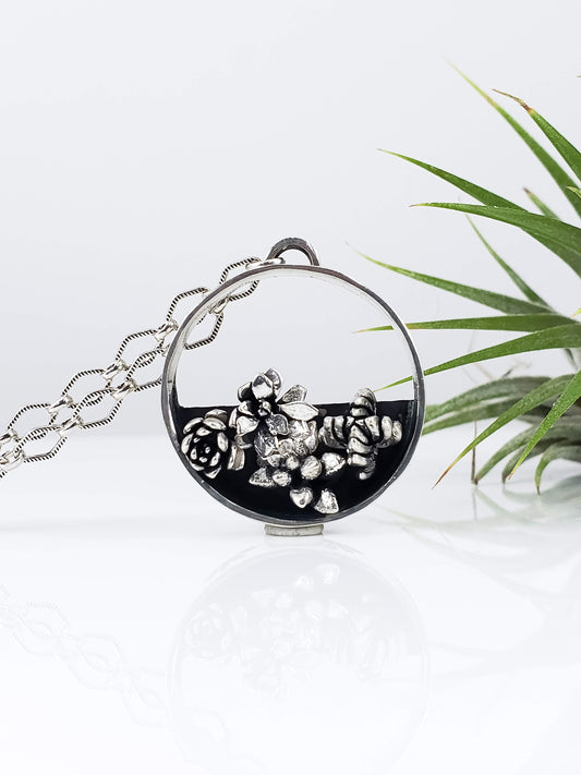Round Succulent Terrarium Necklace