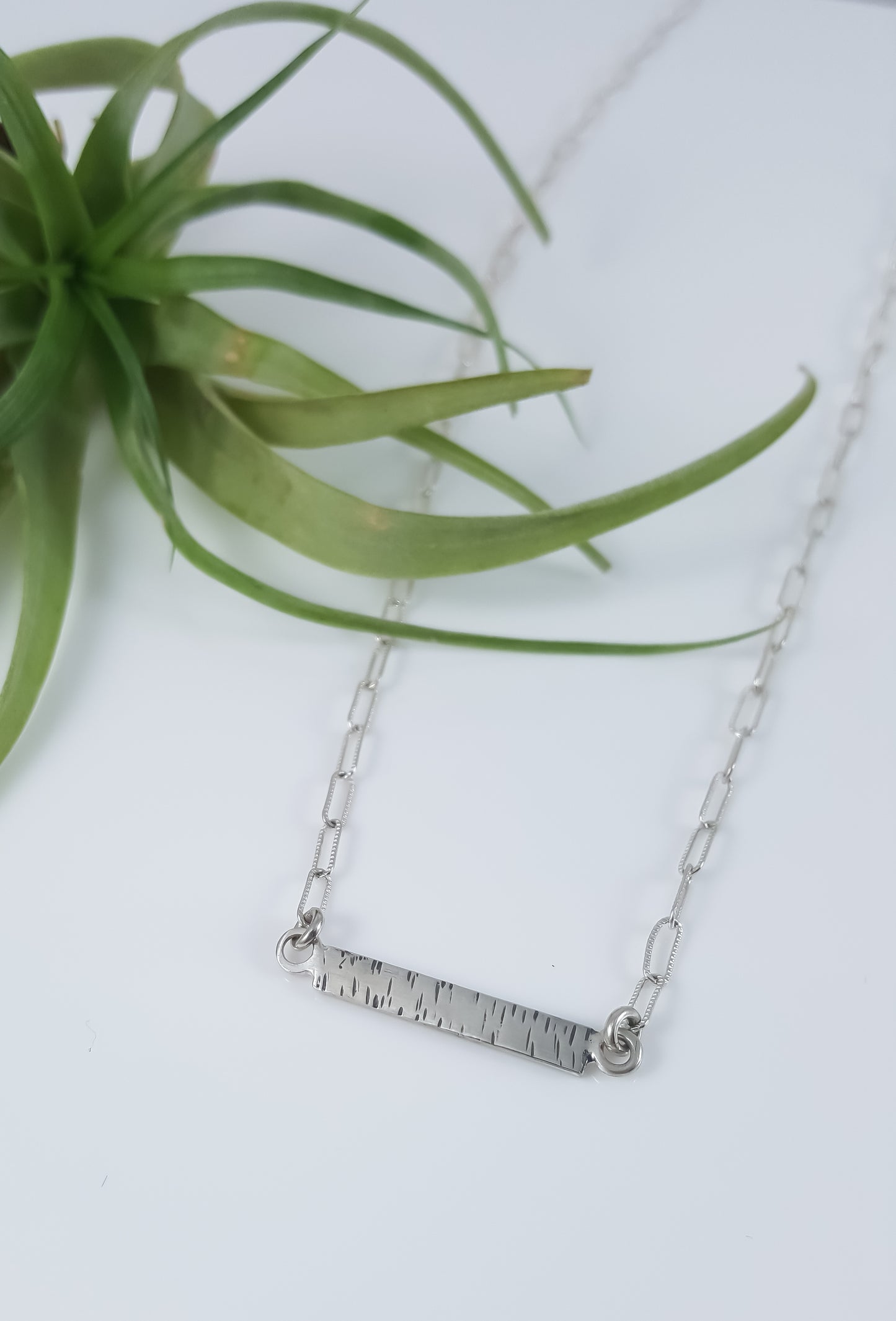 Birch Bark Log Textured Bar Necklace