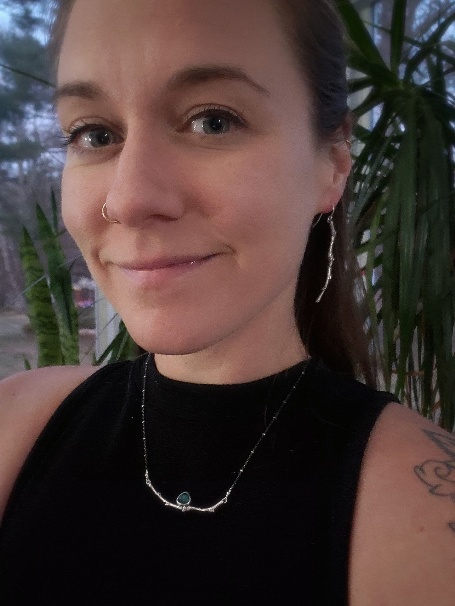 Tourmaline Branch Bar Necklace