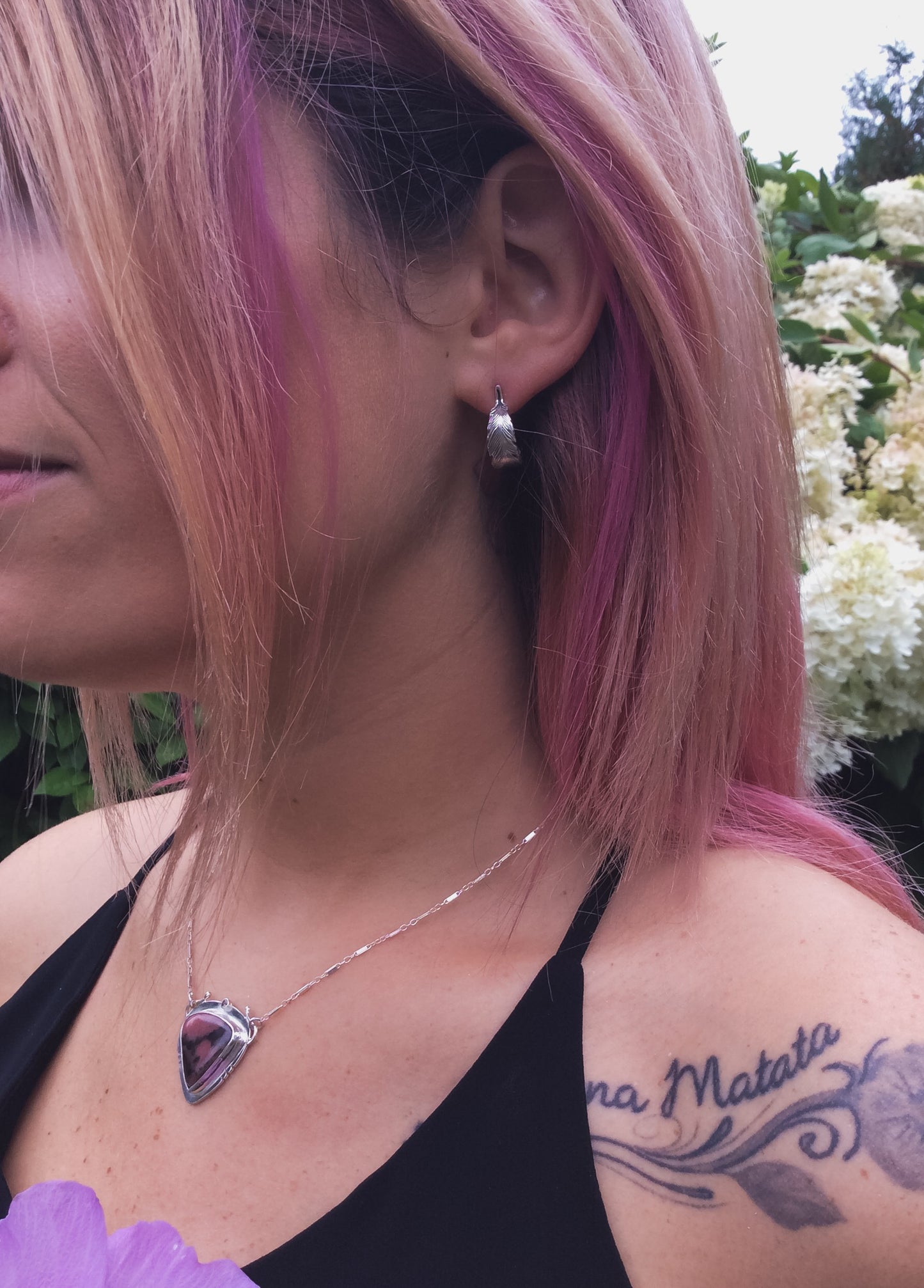 Feather Hoop Stud Earrings