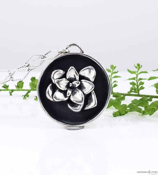 Planted Succulent in Hammered Pot Necklace