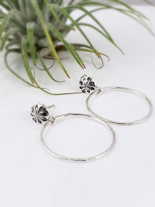 Southwestern Sterling Silver Hoop Stud Earrings