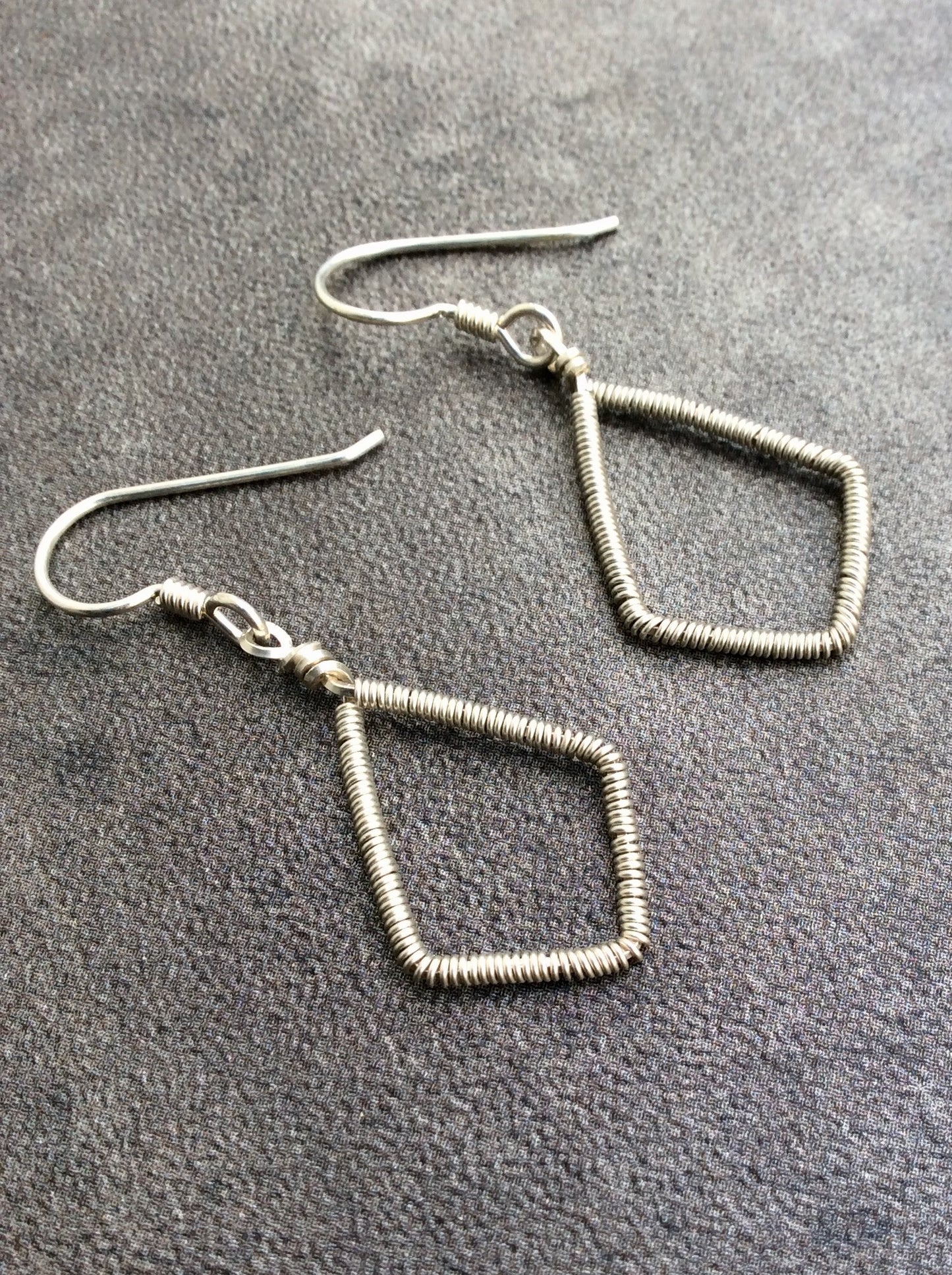 Silver Wire Wrapped Diamond Earrings