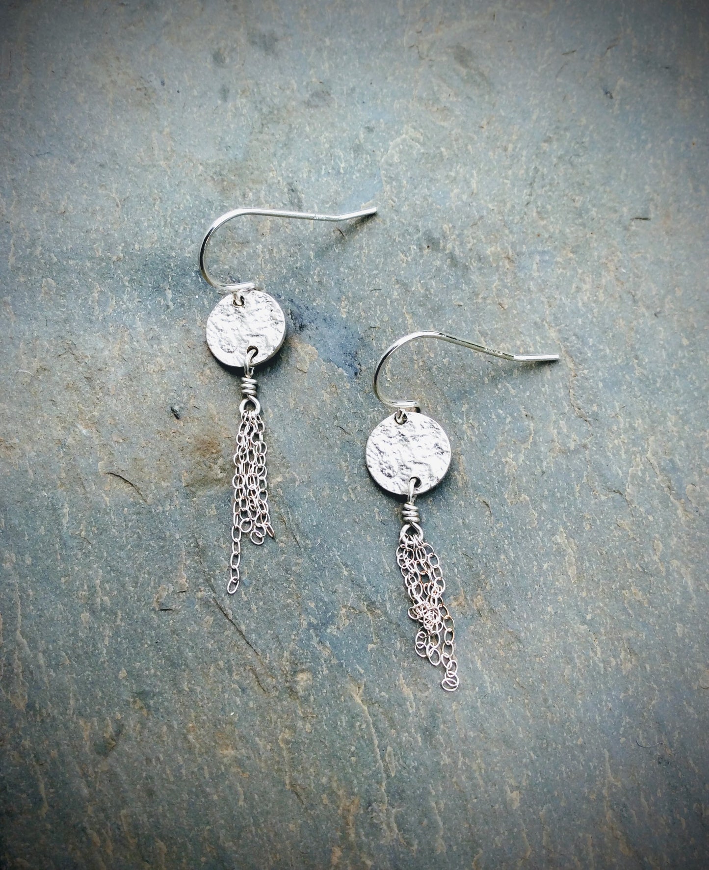 Full Moon Tassel Earrings - Sterling Silver or Bronze with 14 Karart Gold Filled