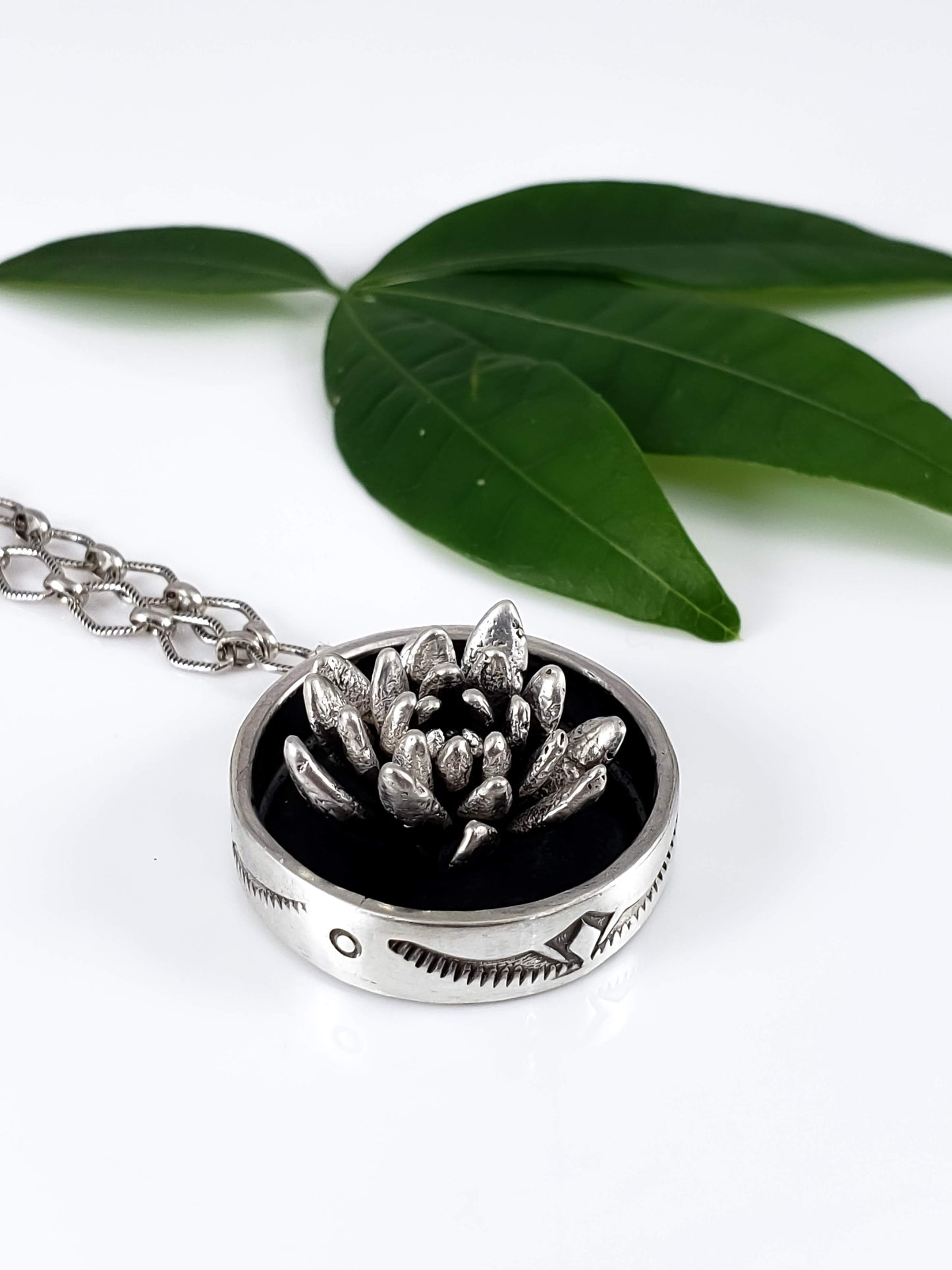 Large Stamped Pot Succulent Necklace